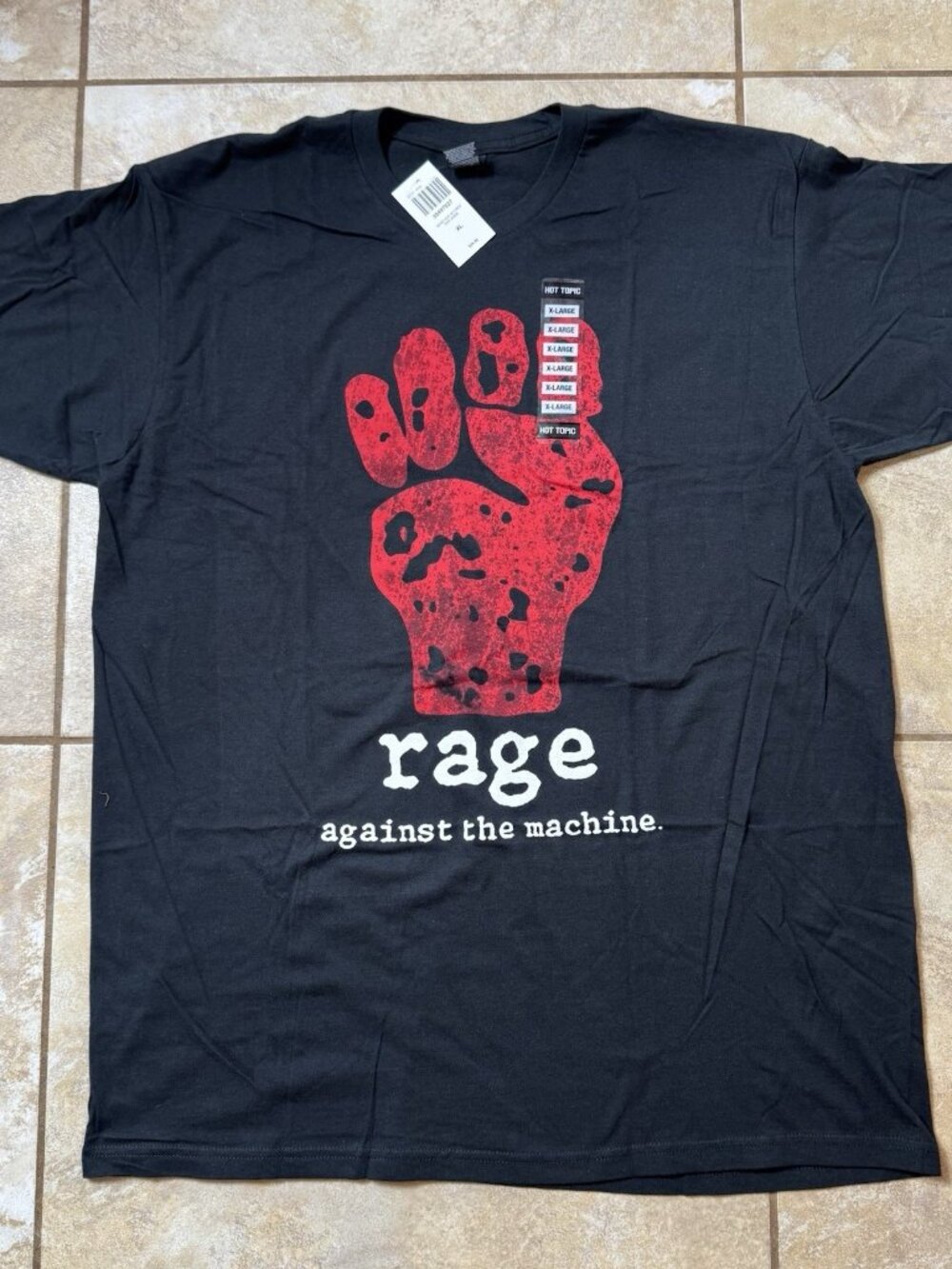 Rage Against The Machine Red Fist T-Shirt 2-Sided Size X-LARGE New With Tags